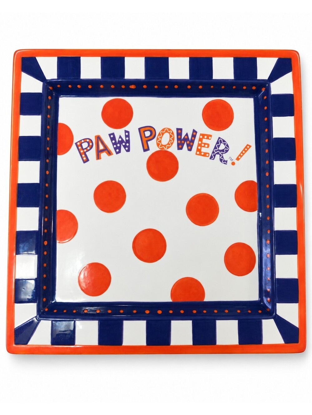 Becky Denny Cerafina Home Clemson University Paw Power Square Serving Platter